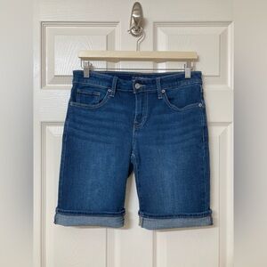 Lucky Brand 28 Dark Wash Mid Rise Bermuda Jean Shorts 6 Casual Denim Jorts